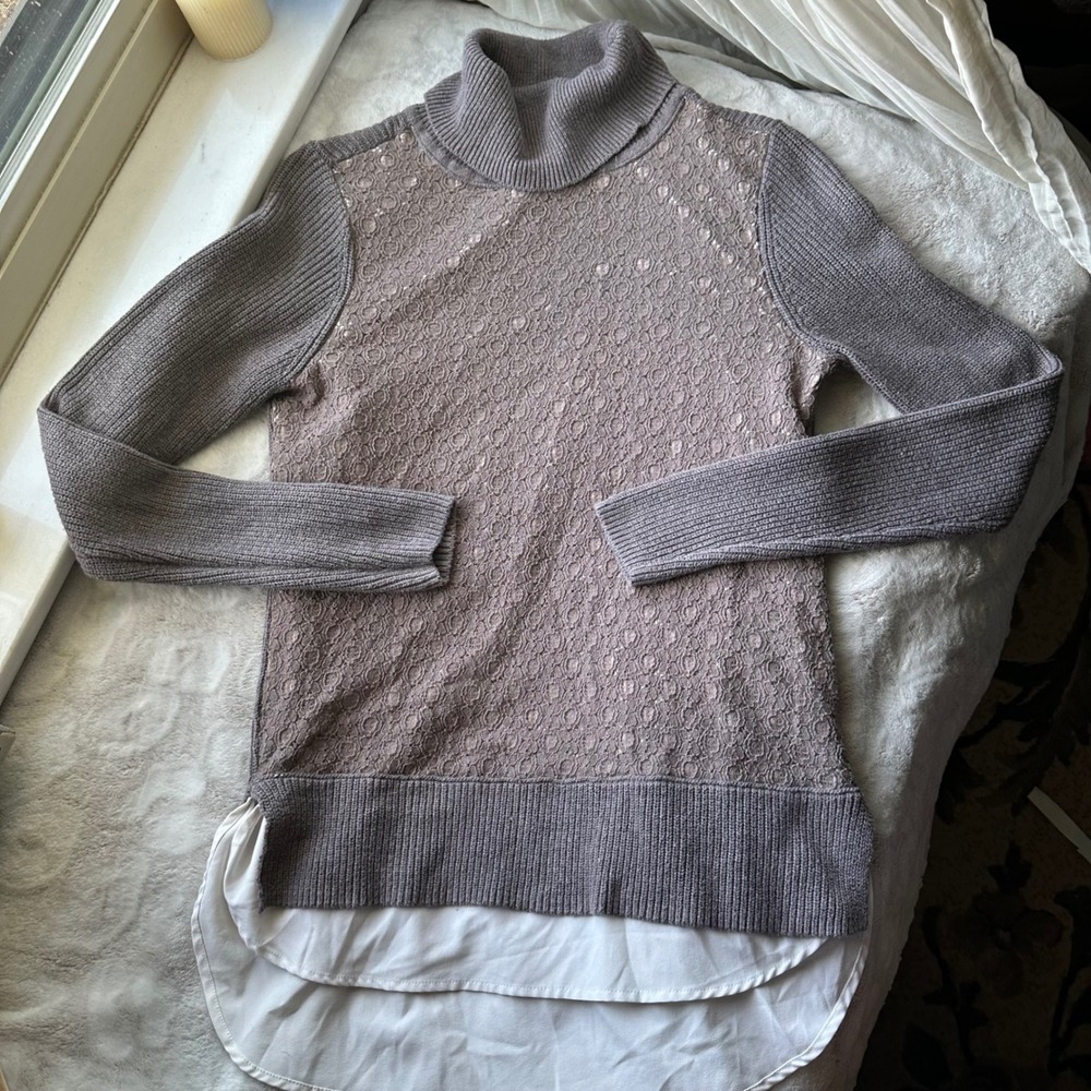 Cozy Lace Front Knot Sweater Hipster Turtleneck Twee Layered Shirt